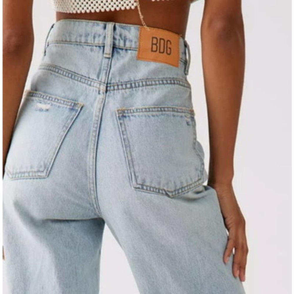 BDG Light Blue Flare Jeans with Artistic Patterns - Picture 6 of 15